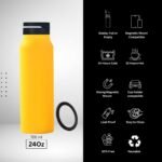 Magnetic Insulated Water Bottle – 24oz Stainless Steel, Magnetic Phone Holder, Leak-Proof, Keeps Drinks Hot 12H & Cold 24H – Perfect for Travel, Gym, Office & Great Gift for Men Women - Yellow - Image 3