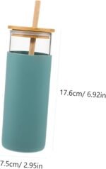 BESTOYARD Portable Glass Water Bottle with Sleeve and Lid Leakproof Tumbler with Straw for Outdoor Sports School and Daily Use Capacity Practical Water Cup - Image 3