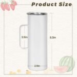 25 Pack 20 oz Sublimation Blank Tumbler with Handle and Straw Stainless Steel Double Vacuum Insulation Skinny Mug Bulk Heat Press Transfer Printing DIY Cups - Image 3
