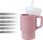 PandaEar Kids Tumbler Silicone Toddler Cup with Straw and Handle, 9.5oz Spill-Proof Training Cup for Baby, BPA-Free, Easy to Clean -Blue (Pink) - Image 5
