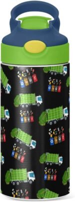 Stainless Steel Water Bottle for kids- 12 Ounce Stainless Steel Vacuum Insulated Water Bottle for Kids children,Double Wall Vacuum Insulated Bottles (Garbage Truck Trash Recycling) - Image 3