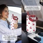 30 oz Cherry Tumbler with Straw Handle, Gifts for Women Who Loves Cherry, Stainless Steel Insulated Water Bottle Coffee Cups for Home Office Travel - Image 5