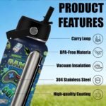 Gifts for Game Lovers - 32oz Gamer Water Bottle with Straw, Games Stainless Steel Water Bottle, Leak Proof, BPA-Free, Sport Insulated Waters Bottles for School Travel, Gift Cup for Teens Adults - Image 6