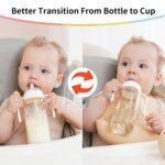 2 in 1 Baby Bottles n Straw Cup with Handle, Mombella Classic PPSU Baby Bottle & Sippy Cup, Toddler Water Bottle, Soft Silicone Fast Flow Nipple, BPA Free Transition Cup for 6 Months+, 10oz, Ivory - Image 4