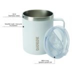 BJPKPK 2 pcs Insulated Coffee Mug, 14oz Insulated Tumbler with Lid, Stainless Steel Coffee Cups with Splash Proof Lid-White - Image 3