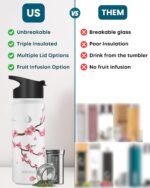 18 oz Insulated Tea Tumbler Bottle with Infuser, Travel Mug - Image 3