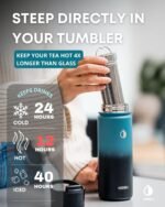 18 oz Insulated Tea Tumbler Bottle with Infuser, Travel Mug - Image 4