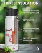 18 oz Insulated Tea Tumbler Bottle with Infuser, Travel Mug - Image 5