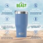 Beast 30 oz Tumbler Stainless Steel Vacuum Insulated Coffee Ice Cup Double Wall Travel Flask (Stormy Sky Blue) - Image 4