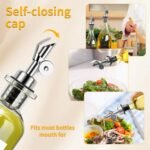 QPIX DIGITAL Liquor Bottle Pourers Auto Flip Olive Oil Spouts Weighted Stainless Steel Alcohol Dispenser Liquor Pour Spouts for Bottles Olive Oil Pourer with Funnel & Brush Pack of 4 Silver - Image 4
