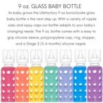 Lifefactory Glass Baby Bottle BPA Free | Protective Silicone Sleeve | 9 oz Pack of 2 | Papaya, Kale - Image 4