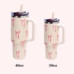 Bow Tumbler 40 oz | Leakproof Flip Straw Lid & Handle | Insulated Stainless Steel Travel Cup | BPA-Free | Cup Holder Compatible | Vivid Violet Fade (Pink, 40oz) - Image 5