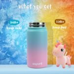 Water Bottle, 12 oz Water Bottles with Straw and Stickers, Stainless Steel Vacuum Double Wall Insulated cup,Water Bottle for School, Gifts for Girls (12OZ BLUE GREEN) - Image 6
