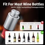 Wine Bottle Stoppers，2-in-1 Vacuum Wine Stopper，Stainless Steel Wine Savers, Reusable Wine Preserver, Vacuum Pump Corks Keep Wine Really Fresh, Best Gift Accessories,Hanlomele(1 Pack) - Image 4