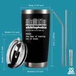 Panvola Abibliophobia Definition Mug Book Lover Gifts Librarian Reader Vacuum Insulated Tumbler with Lid and Straw Funny Stainless Steel Drinkware 20 oz Black - Image 5
