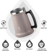 Ideus Insulated Beer Stein, 24/32oz Stainless Steel Double Walled Beer Mug Giant Bar Drinkware Metal Beer Cup with Big Grip Handle (Dusty Pink, 24oz (710ml)) - Image 3