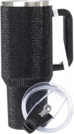 Grenada 40oz Rhinestone-Encrusted Insulated Tumbler - Premium Bling Stainless Steel Water Bottle with Handle, Double Wall Vacuum Technology, Includes Leakproof Lid and Straw - Image 3
