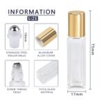 wifreo 40Pcs 10ml Glass Roll On Bottle for Essential Oils, Eco-friendly Refillable Clear Perfume Sample Bottles with Stainless Steel Roller Ball - Portable & Practical - Image 3