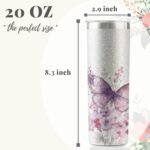 Onebttl Purple Butterfly Gifts for Butterfly Lovers for Women & Girls, 20oz/590ml Stainless Steel Tumbler with Lid, Perfect for Birthday, Christmas, Mother's Day - Flower - Image 7
