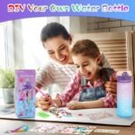 GirlsHome Decorate Your Own Water Bottle for Girls Age 4-6-8-10, Mermaid Toys for Girls Painting Crafts, Fun Arts and Crafts Kits Birthday Christmas Gifts Toys - Image 4