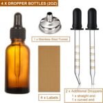 4 Pack, 2 oz Dropper Bottles with 2pcs Glass Pipettes(1ml) - Essential Oils Bottles for Health, Personal Care & Beauty - 60ml Thick Dark Amber Glass Tincture Bottle with Eye Droppers, Leakproof - Image 5