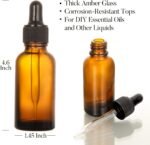 4 Pack, 2 oz Dropper Bottles with 2pcs Glass Pipettes(1ml) - Essential Oils Bottles for Health, Personal Care & Beauty - 60ml Thick Dark Amber Glass Tincture Bottle with Eye Droppers, Leakproof - Image 6