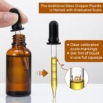 4 Pack, 2 oz Dropper Bottles with 2pcs Glass Pipettes(1ml) - Essential Oils Bottles for Health, Personal Care & Beauty - 60ml Thick Dark Amber Glass Tincture Bottle with Eye Droppers, Leakproof - Image 7