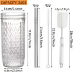 2 Pcs Glass Cups Set - 24oz Mason Jar Drinking Glasses with Bamboo Lids & Straws & 2 Airtight Lids, Cute Reusable Smoothie cup, Iced Coffee Glasses, Travel Tumbler for Bubble Tea, Juice - Image 3