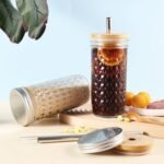 2 Pcs Glass Cups Set - 24oz Mason Jar Drinking Glasses with Bamboo Lids & Straws & 2 Airtight Lids, Cute Reusable Smoothie cup, Iced Coffee Glasses, Travel Tumbler for Bubble Tea, Juice - Image 4