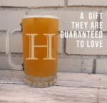 Etched Monogram 16oz Glass Beer Mug (Letter H), A-Z Customized Beer Gifts for Men, Father's Day, Personalized Beer Glasses, Custom Engraved Birthday Gifts for Him, Initial, Name, Husband Dad - Image 3