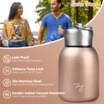 Gets Mini 9 oz Stainless Steel Water Bottle, 280ML Vacuum Insulated Water Bottle Leak Proof Sport Tumbler Cup Hot and Cold Water Bottle (Rose gold) - Image 3