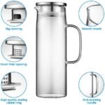 Hwagui - Heat Resistant Glass Pitcher with Stainless Steel Lid, Water Carafe with Handle, Good Beverage Pitcher for Homemade Juice and Iced Tea, 1500ml/51oz - Image 3