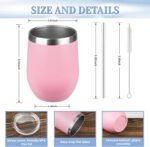 12oz Wine Tumbler with lid, Stainless Steel Travel Mugs Stemless Double Wall Insulated Coffee Cup, Insulated Wine Glasses Travel Tumbler for Cold & Hot Drinks(Light Pink, 1) - Image 4