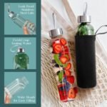 16 Ounce Glass Water Bottles, Reusable Water Bottles with Airtight, Pack of 12, Stainless Steel Lids Carrying Strap And Nylon Water Bottle Protective Sleeves for Hot Or Cold Drinks - Image 4