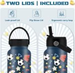 Soccer Gifts for Boy, 25 oz Soccer Water Bottle with 2 Lid & Straw - Football Stainless Steel Water Bottles, BPA-free Leakproof Insulated Kids Sports Waters Bottle for School, Gift Cup for Kids - Image 4