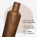 Corkcicle Classic Canteen Insulated Water Bottle - Stainless Steel Reusable Tumbler - Triple Insulated - Keeps Drinks Cold 25 Hours or Hot 12 Hours - Cupholder Friendly - Walnut Wood - 25 oz - Image 4