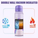 OLDLEY 20 Oz Insulated Stainless Steel Water Bottle For Kids, With Straws Leak-proof, Kids Water Bottles For School Boys Girls,Magic Unicorns - Image 4