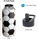 32oz Soccer Water Bottle Insulated Vacuum Stainless Steel Tumbler Travel Mugs With Straw for Gym Camping Hiking - Image 3