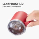 MEWAY 12oz Coffee Mug With Handle and Sliding Lid,Stainless Steel Travel Tumbler Cup with Handle,Double Wall Vacuum Insulated Camping Cup for Hot & Cold Drinks Tea (Red,Set of 1) - Image 4