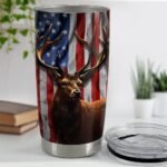 Hunting Tumbler Cup 20oz Deer Hunting Gifts for Men Hunters American Flag Stainless Steel Insulated Tumblers Coffee Travel Mug Hunter Gift for Birthday Christmas - Image 4