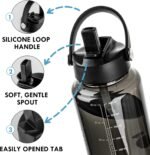 OLDLEY 32 oz Clear Water Bottle with Straw,Tritan BPA-Free, Wide Mouth, Leak Proof - for Gym, Travel, Home, School, Office (Black) - Image 4