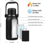 BJPKPK Insulated Water Bottle Leak Proof 27oz Stainless Steel Water Bottles with Handle and Lid Travel Metal Thermal Flask,Black - Image 3