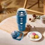MUKOKO 32 oz Glass Tumbler with Straw,Glass Water Bottles with Time Marker,Iced Coffee Cup with Silicone Sleeve,Motivational Drinking Bottles,Leakproof-Steel Blue - Image 8