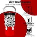 Cartoon Mouse Tumbler 20 Oz With Lid and Flip Straw Stainless Steel Insulated with Handle Wave Point Bowknot Travel Coffee Mug - Birthday,Christmas Gift, 40oz - Image 4