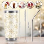 Whaline Christmas Snowflake Tumbler Stainless Steel Travel Tumbler with Lid Straw and Brush Xmas Winter Coffee Mug Cup for Holiday Birthday Gift - Image 3