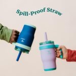REDUCE 14 Oz Coldee Kids Tumbler with Lid and Straw - Coldee Insulated Travel Mug - Spill-Proof, Sweatproof Stainless Steel, BPA-Free - Includes Handle, Reusable Silicone Straw - Camp Green - Image 4