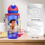 YOHKOH Kids Water Bottle for School with Straw, 13oz Reusable Kids School Water Bottle with Strap, Leak-Proof Portable Sports Water Bottle for Girls Boys BPA-free (Blue-1) - Image 4