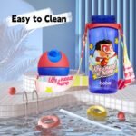 YOHKOH Kids Water Bottle for School with Straw, 13oz Reusable Kids School Water Bottle with Strap, Leak-Proof Portable Sports Water Bottle for Girls Boys BPA-free (Blue-1) - Image 5