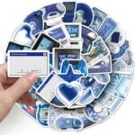 50pcs Blue Digital Y2K Stickers Pack,Cool Trendy Y2K Stickers for Water Bottle Funny Waterproof Sticker for Teens Adults Vinyl Sticker for Laptop Skateboard Party Supplies - Image 3