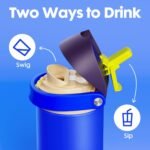 18 oz Insulated Water Bottle for Kids: Meoky Stainless Steel Water Bottle with 2-in-1 Straw and Spout Lid - Leak Proof, Cold for 24 Hours, BPA-Free for Boys School Sports, Celestial Sphere - Image 4